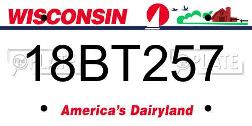 18BT257 Wisconsin License Plate