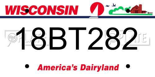 18BT282 Wisconsin License Plate