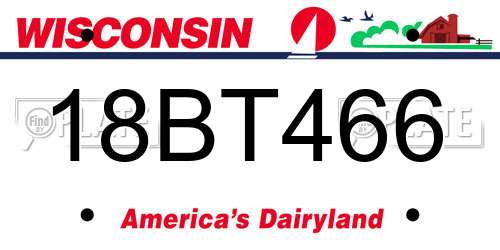 18BT466 Wisconsin License Plate