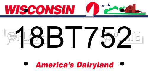 18BT752 Wisconsin License Plate
