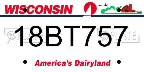 18BT757 Wisconsin License Plate