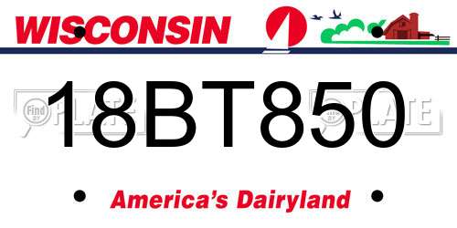 18BT850 Wisconsin License Plate