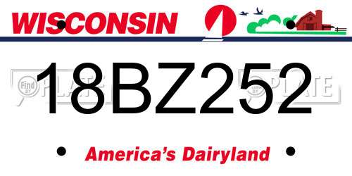 18BZ252 Wisconsin License Plate