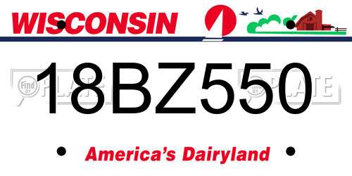 18BZ550 Wisconsin License Plate