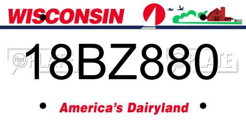 18BZ880 Wisconsin License Plate