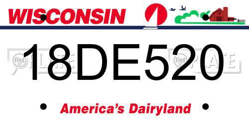 18DE520 Wisconsin License Plate