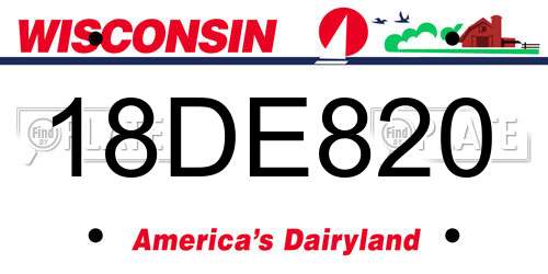 18DE820 Wisconsin License Plate