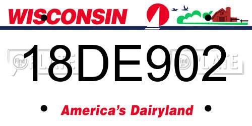 18DE902 Wisconsin License Plate