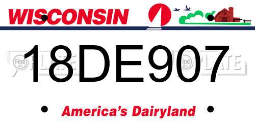 18DE907 Wisconsin License Plate