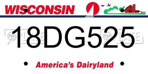 18DG525 Wisconsin License Plate