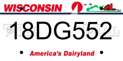 18DG552 Wisconsin License Plate