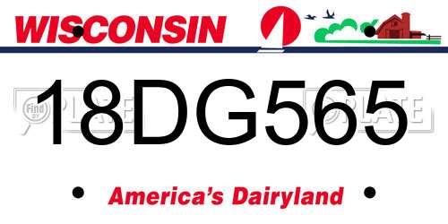 18DG565 Wisconsin License Plate