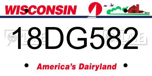 18DG582 Wisconsin License Plate