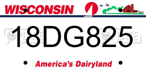 18DG825 Wisconsin License Plate