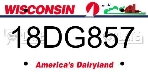 18DG857 Wisconsin License Plate