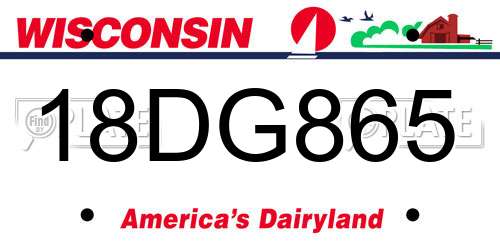 18DG865 Wisconsin License Plate