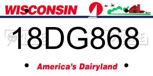 18DG868 Wisconsin License Plate