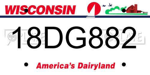 18DG882 Wisconsin License Plate