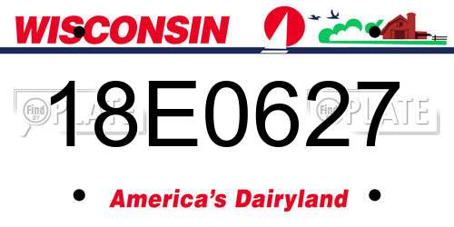 18E0627 Wisconsin License Plate