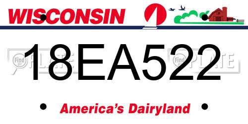 18EA522 Wisconsin License Plate