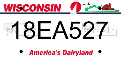 18EA527 Wisconsin License Plate