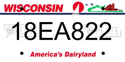 18EA822 Wisconsin License Plate