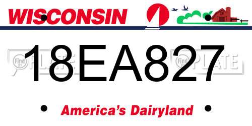 18EA827 Wisconsin License Plate