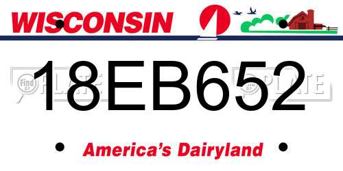 18EB652 Wisconsin License Plate