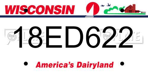 18ED622 Wisconsin License Plate