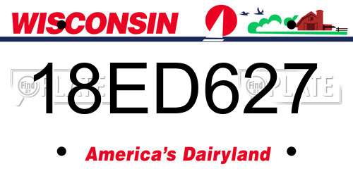 18ED627 Wisconsin License Plate