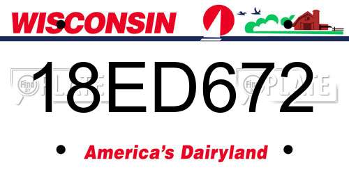 18ED672 Wisconsin License Plate