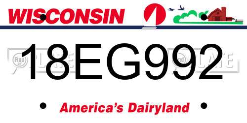 18EG992 Wisconsin License Plate