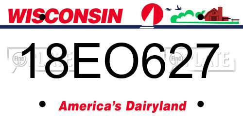 18EO627 Wisconsin License Plate