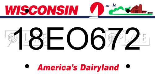 18EO672 Wisconsin License Plate