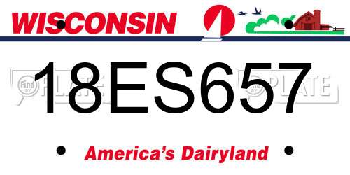 18ES657 Wisconsin License Plate