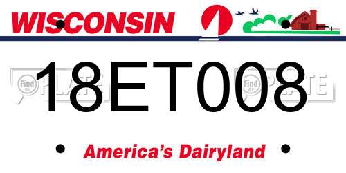 18ET008 Wisconsin License Plate