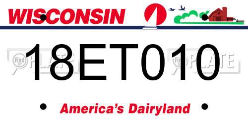 18ET010 Wisconsin License Plate