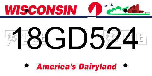 18GD524 Wisconsin License Plate
