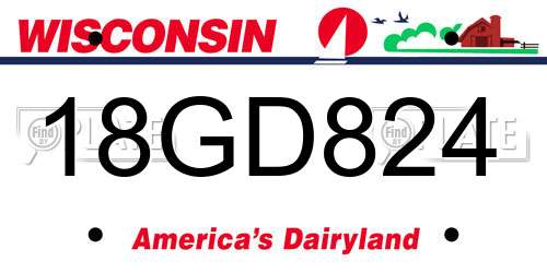 18GD824 Wisconsin License Plate