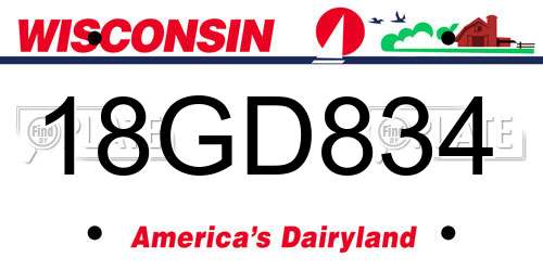 18GD834 Wisconsin License Plate