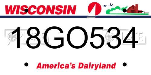 18GO534 Wisconsin License Plate