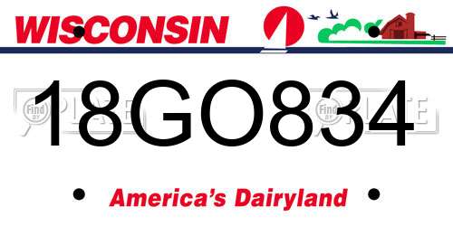 18GO834 Wisconsin License Plate