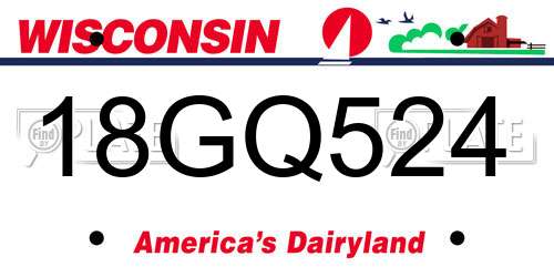18GQ524 Wisconsin License Plate