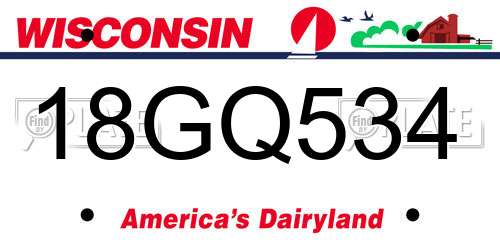 18GQ534 Wisconsin License Plate