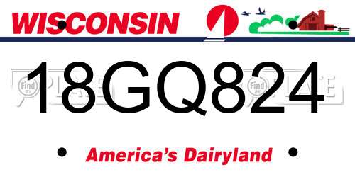18GQ824 Wisconsin License Plate