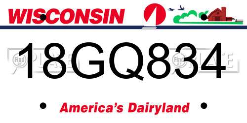 18GQ834 Wisconsin License Plate