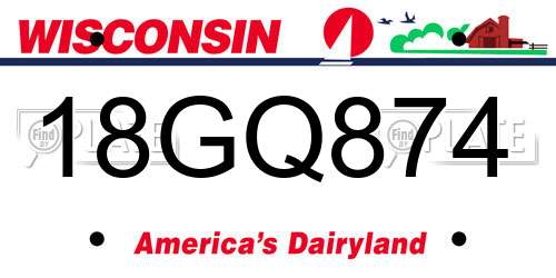 18GQ874 Wisconsin License Plate