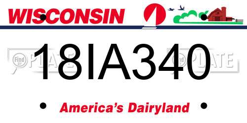 18IA340 Wisconsin License Plate