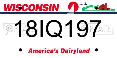 18IQ197 Wisconsin License Plate