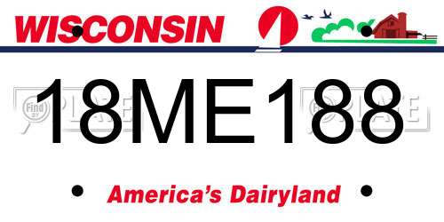 18ME188 Wisconsin License Plate
